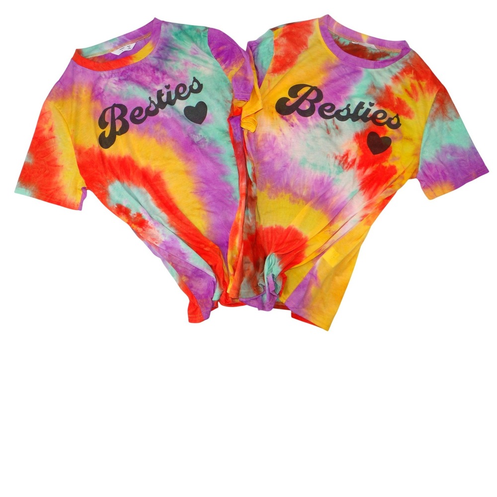 Set of Tie Dye Besties Graphic T Shirts Size L